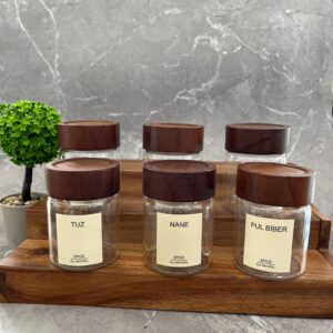 MİEN AKASYA KAPAKLI CAM BAHARATLIK SETİ