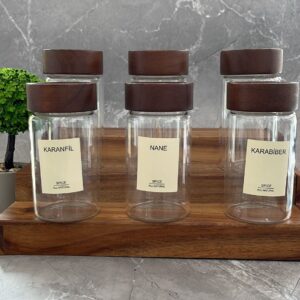MİEN AKASYA KAPAKLI CAM BAHARATLIK SETİ
