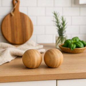 MİEN 2’Lİ BAMBU TOP TUZLUK VE BİBERLİK