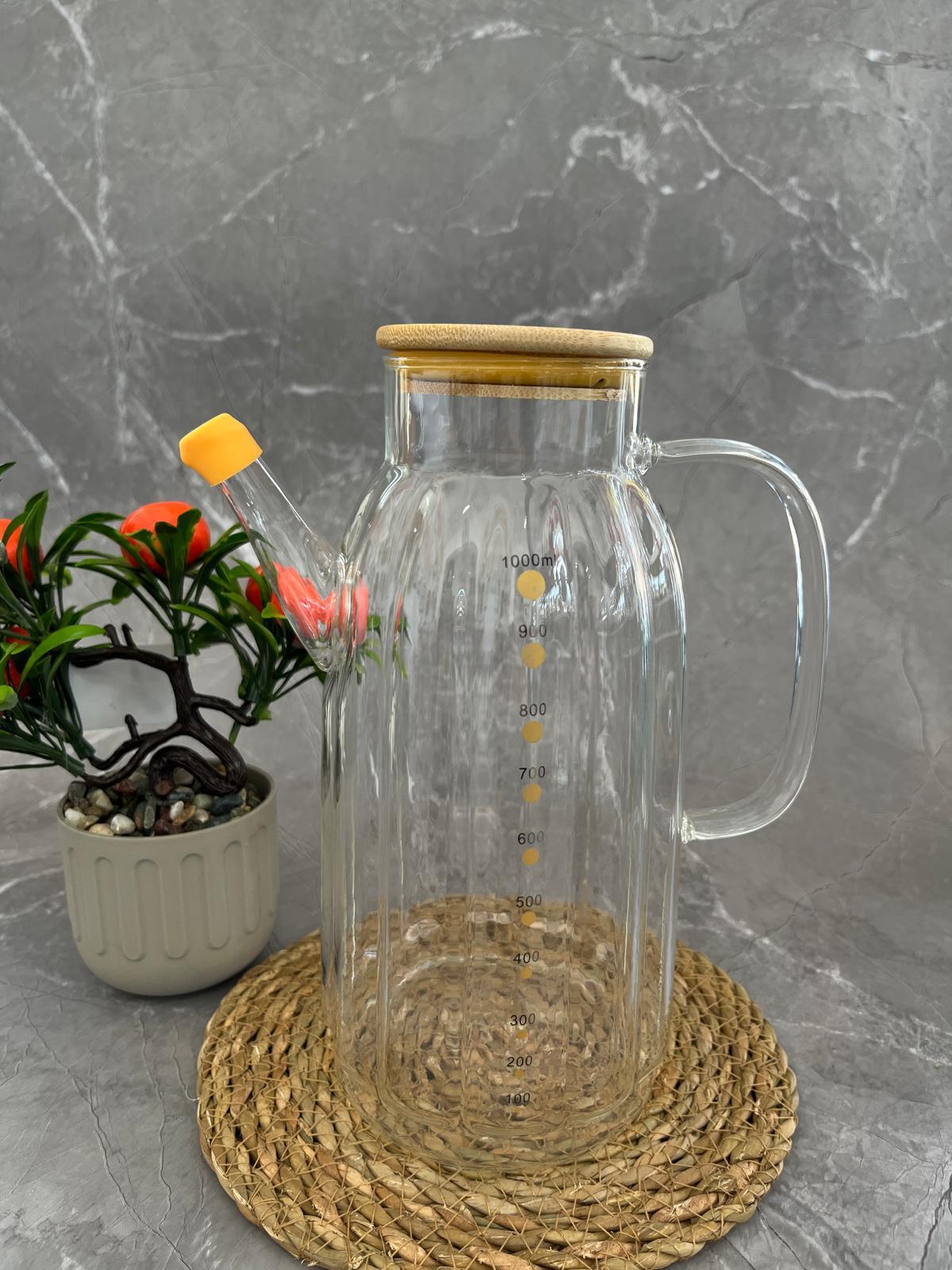 MİEN BAMBU KAPAKLI CAM YAĞDANLIK 1000 ML