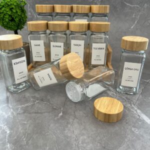 MİEN BAMBU KAPAKLI CAM BAHARATLIK SETİ
