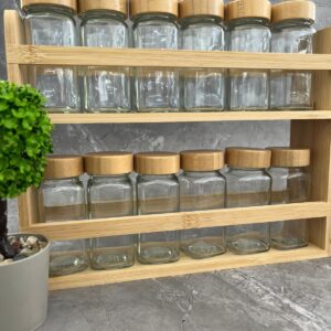 MİEN BAMBU KAPAKLI & STANDLI CAM BAHARATLIK SETİ