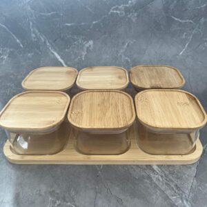 MİEN VAKUM BAMBU KAPAKLI VE TEPSİLİ CAM KAHVALTILIK