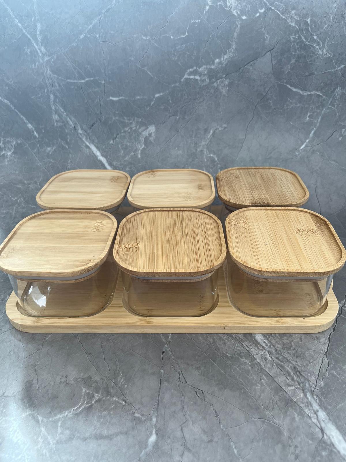 MİEN VAKUM BAMBU KAPAKLI VE TEPSİLİ CAM KAHVALTILIK