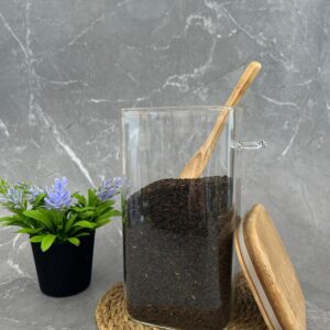 BAMBU KAŞIKLI KARE CAM BAHARATLIK