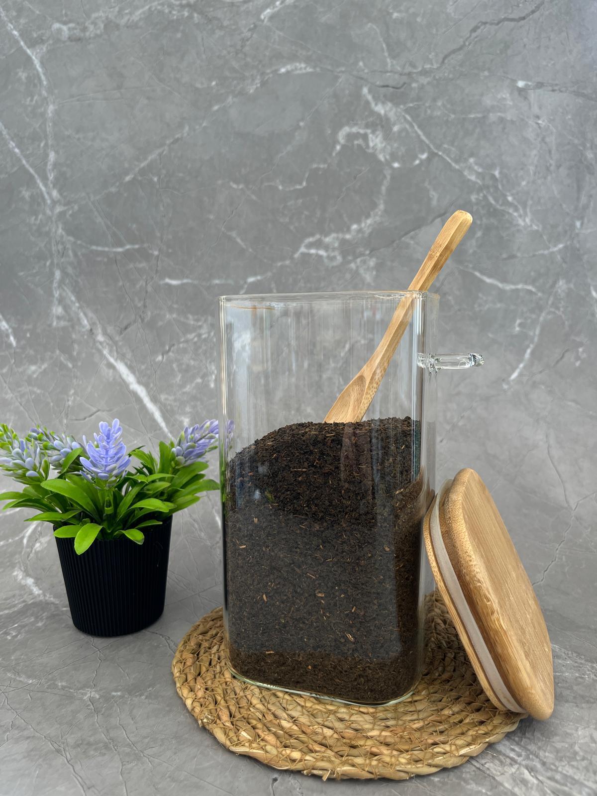 BAMBU KAŞIKLI KARE CAM BAHARATLIK