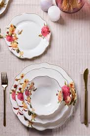 PEROTTİ ROSE GARDEN BONE PORSELEN 24 PARÇA YEMEK TAKIMI